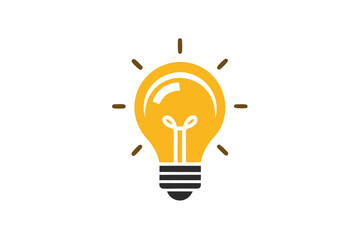 Bulb light reflection vector, logo icon on white background.