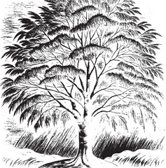 black and white illustration