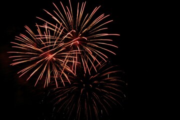 Obraz premium Fireworks exploding in night sky, celebrating a birthday or festive occasion.
