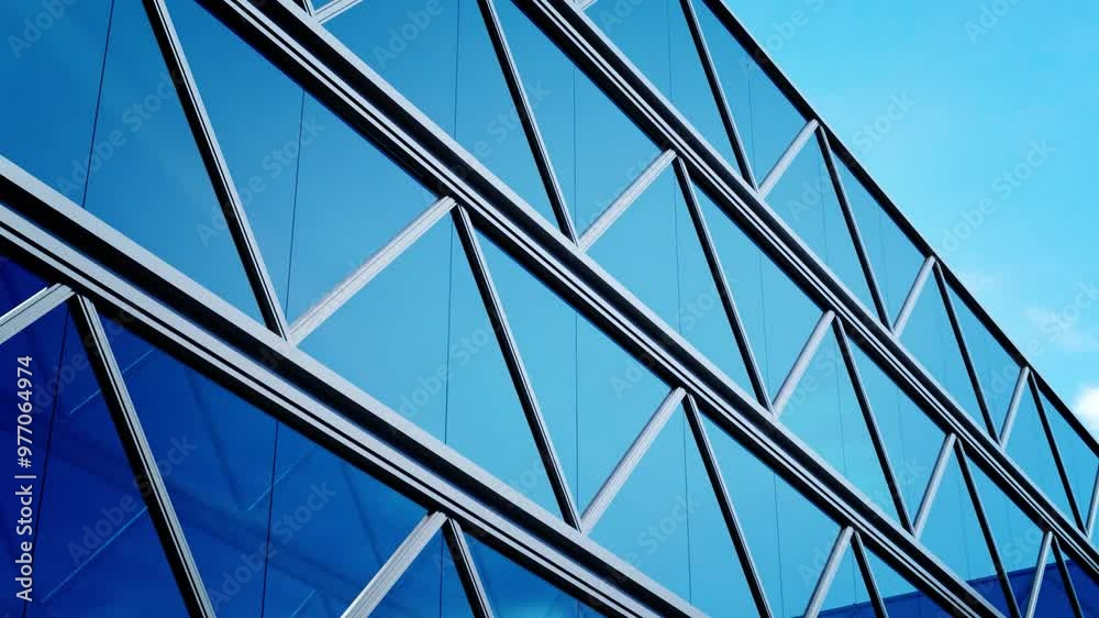Poster 3d rendering of modern architecture, skyscraper corporate office building with glass window