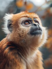 Fototapeta premium Wild Golden Snub nosed Monkey, Close up Primate, Majestic Wildlife in Nature