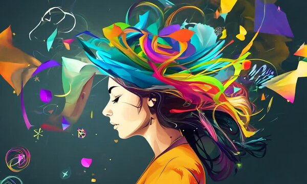 woman with creative idea abstract illustration