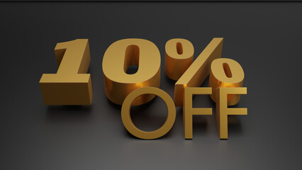 10% 3d illustration on black background.