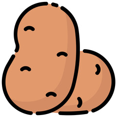 potato filled outline vector icon