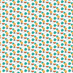 Pattern, summer, beach, watermelon, pineapple, leaf, tropical leaf, flower, seed, pattern, clothing