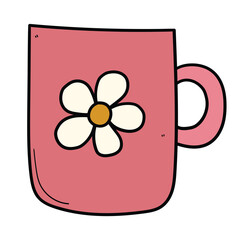 Hand drawn cartoon baby cup on white background.