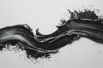 Abstract black in splash, paint, brush strokes, stain grunge isolated on a clear background.