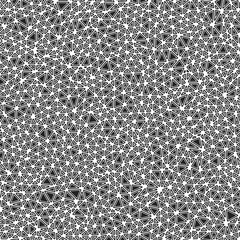 Geometric template background. Rounded solid shapes in frames. Small triangles size. Black and white style. Repeatable pattern. Elegant vector tiles. Seamless vector illustration.