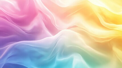 Obraz premium Colorful Abstract Background with Soft Gradient Pastel Shades of Pink, Yellow, and Blue Flowing Fabric Texture