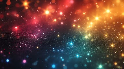 Obraz premium Abstract colorful bokeh background with glowing lights and sparkles.