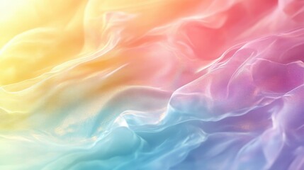 Obraz premium Abstract Colorful Fabric Texture with Soft Gradient Waves in Pastel Hues of Pink, Yellow, and Blue