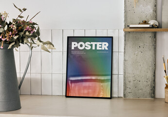 Mockup Of Vertical Black Customized Picture Frame