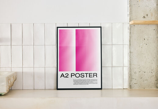 Mockup Of Black Customized Picture Frame, Vertical