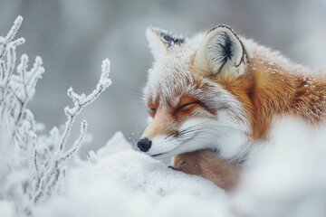 red fox in snow