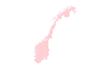 Colored Norway Country administrative map. regions map of Norway, blank Map, empty map of Norway, Norge, noreg, counties outline map