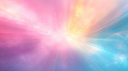 Vibrant Abstract Background with Colorful Gradient and Light Rays in Pink, Yellow, and Blue Tones