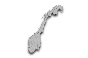 3d Map of Norway country with counties, City and color. Norway map, Norge, noreg, No