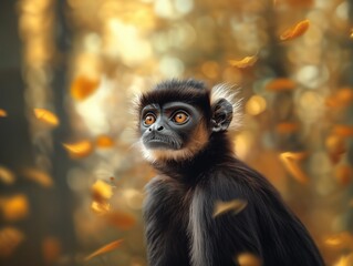 Naklejka premium Francois' Langur, Asian Primate, Arboreal Species in Jungle