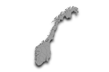 3d Map of Norway country with counties, City and color. Norway map, Norge, noreg, No