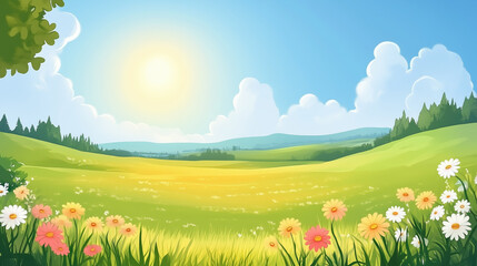 Fototapeta premium landscape with grass and sky
