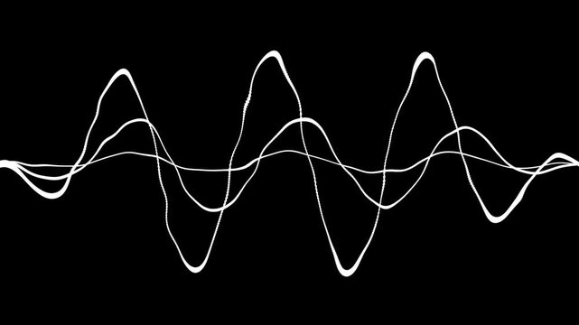 Audio waveform. Abstract music waves oscillation. Sound wave visualization. Synthetic music technology sample animation.