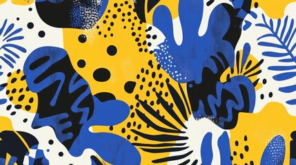 Elegant yellow blue wallpaper in Memphis style perfect for interior decoration corporate designs blogs postcards posters and various creative projects