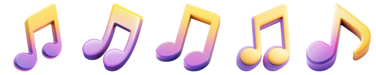 Musical Notes Collection Symbolizing Music And Creativity, Ideal For Educational And Artistic Displays, Isolated On Transparent Png Background. Generative Ai 