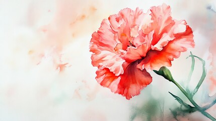 A vibrant pink carnation flower against a soft, ethereal background, capturing delicate beauty and elegance in bloom.