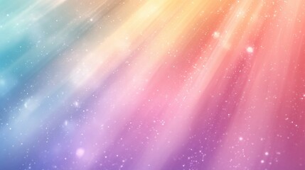 Abstract Colorful Background with Light Rays and Sparkles in Pastel Rainbow Gradient