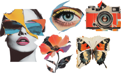 set of fashion photo collage