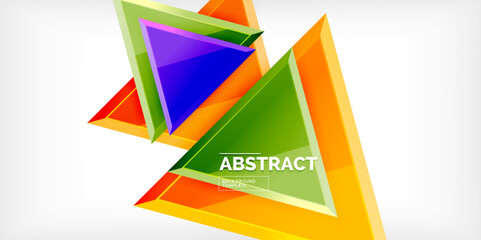Abstract background - colorful triangles with 3d effect. Vector Illustration For Wallpaper, Banner, Background, Card, Book Illustration, landing page