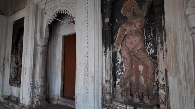 Broken statutes inside Shiva Temple, Rajshahi Division, Puthia, Bangladesh
