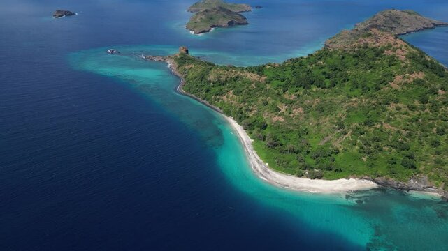 Union of the Comoros, the Moh&eacute;li island in marine National Park, aerial view of scenic nature clear ocean water dreamy seascape
