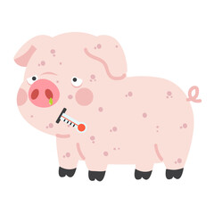 A sick pig cartoon character is an animal