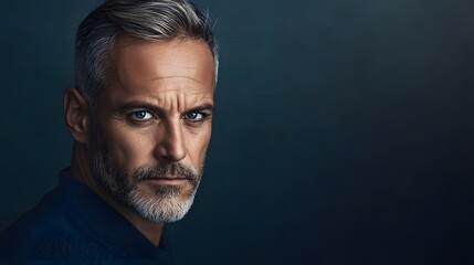 Obraz premium Close-up Portrait of a Man with a Grey Beard and Blue Eyes