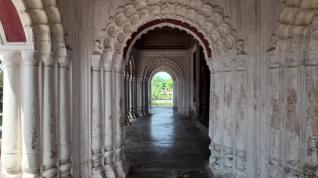 The Roth temple and Shiva Temple over the Shiv Sagar lake, Puthia, Bangladesh