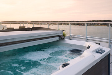 Hot tub covers accessories. Heat insulation, protection, safety concepts
