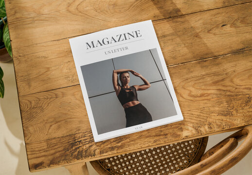 Mockup Of Closed Us Letter Magazine With Customized Front Cover