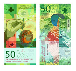 Vector stylized image of sixty Swiss francs.