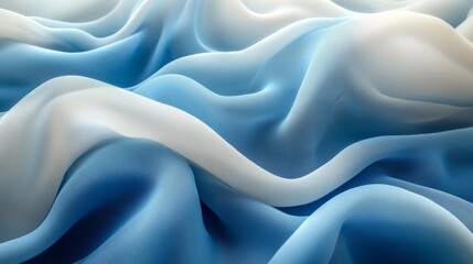 Obraz premium Abstract Blue and White Flowing Fabric Generative AI