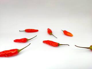 Ripe red chili pepper on isolated white background.