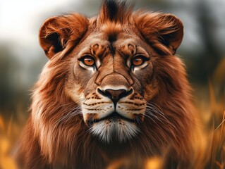 Naklejka premium Wild Lion, Close Up Big Cat, African Wildlife Portrait