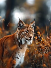 Fototapeta premium Wild Mountain Lion, Cougar, Puma, Close Up Mammal, Wilderness Wildlife Portrait