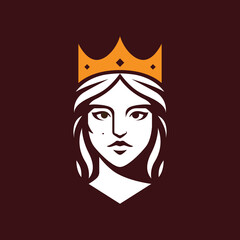 beauty queen head logo women logo design vector flat