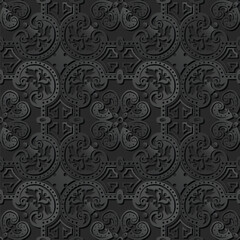 A seamless dark patterned texture featuring intricate designs and shapes, suitable for backgrounds or graphic projects.