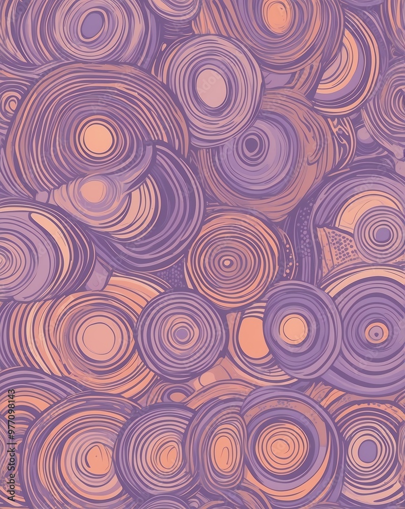 Wall mural Smooth pastel purple and peach circle patterns