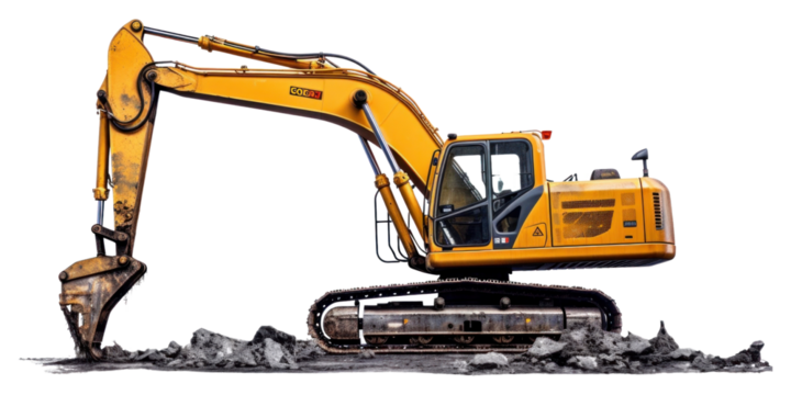 PNG  Excavator  white background construction.
