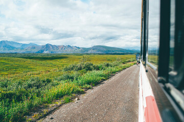 The view out the window of the Denali National Park bus, guided bus tour of the amazing Alaskan National Park