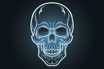 Fototapeta premium Vibrant Neon Skull Illustration on Dark Background - Halloween Marketing, Merchandise, and Events