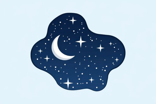 Whimsical Halloween Night Sky with Crescent Moon and Stars - Magical Halloween Illustration for Seasonal Promotions